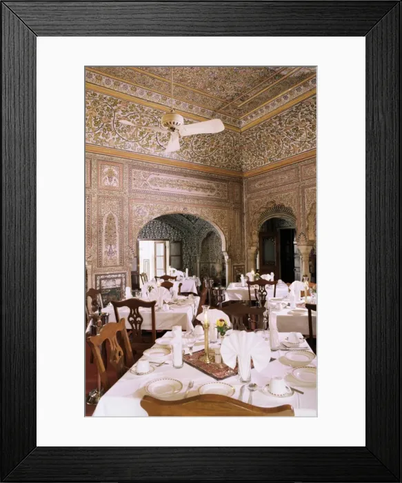 Framed Print : Dining area with exquisite hand painted walls and ceilings Framed Print : Dining area with exquisite hand painted walls and ceilings