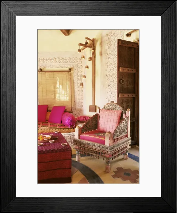 Framed Print : Raised mud reliefs inlaid with mirror on the walls Framed Print : Raised mud reliefs inlaid with mirror on the walls
