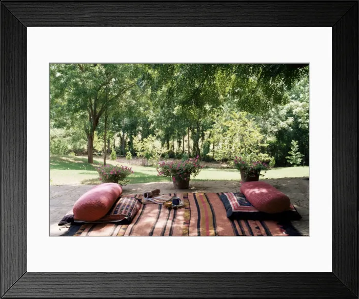 Framed Print : Traditional rug and hand embroidered and hand block printed fabrics Framed Print : Traditional rug and hand embroidered and hand block printed fabrics