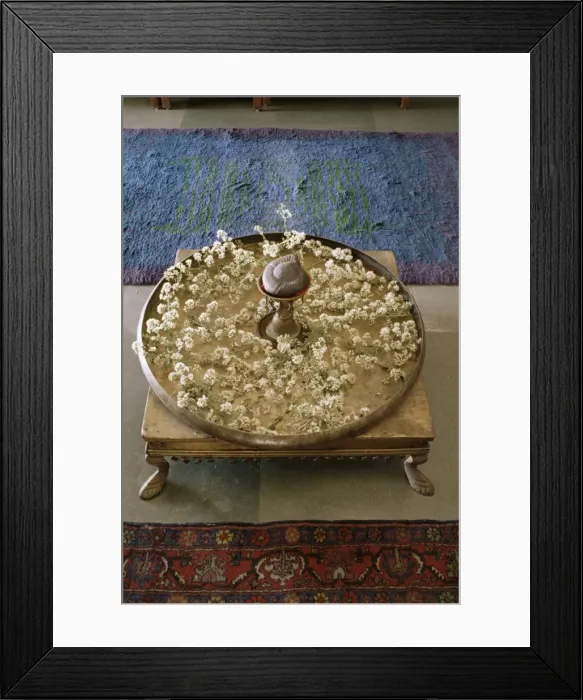 Framed Print : Flower arrangement in traditional brass thali Framed Print : Flower arrangement in traditional brass thali