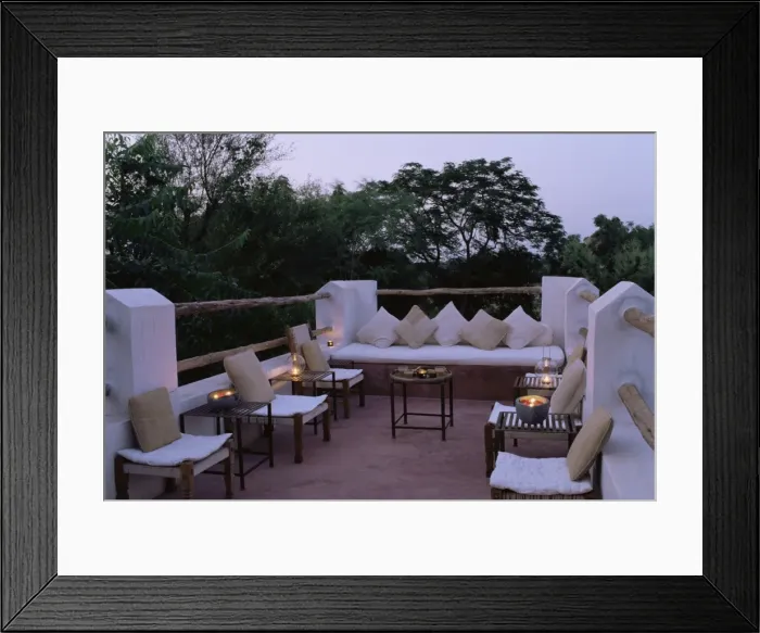 Framed Print : Seating area on the roof terrace of an old farm house Framed Print : Seating area on the roof terrace of an old farm house