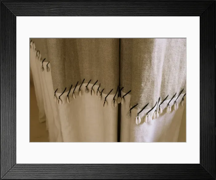 Framed Print : Detail of fabric and shells in contemporary home of Framed Print : Detail of fabric and shells in contemporary home of