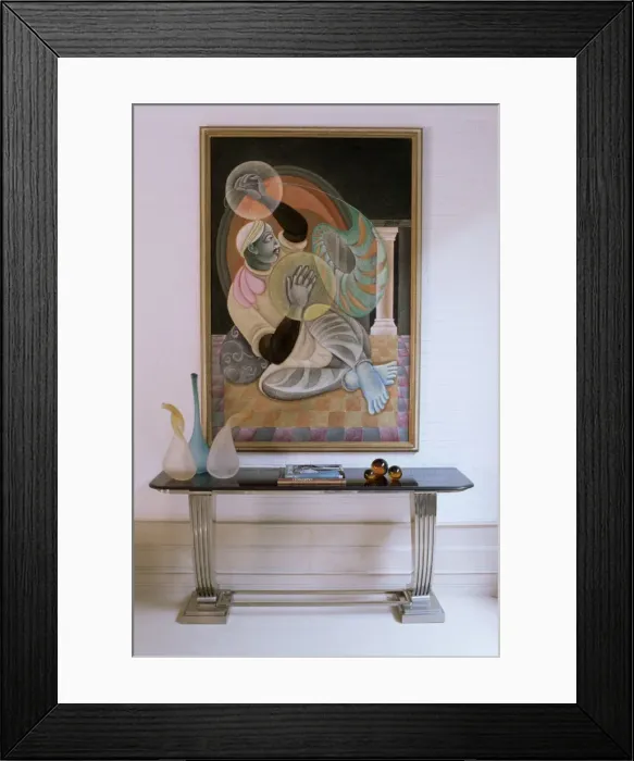 Framed Print : Painting by Satish Gujral in contemporary home of a Framed Print : Painting by Satish Gujral in contemporary home of a