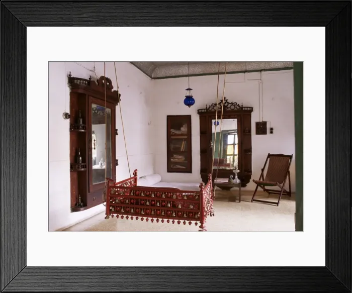 Framed Print : Seating area with traditional hitchkar suspended swing Framed Print : Seating area with traditional hitchkar suspended swing