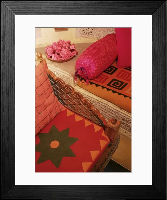 Framed Print : Bright furnishings in modern residential home in traditional Framed Print : Bright furnishings in modern residential home in traditional