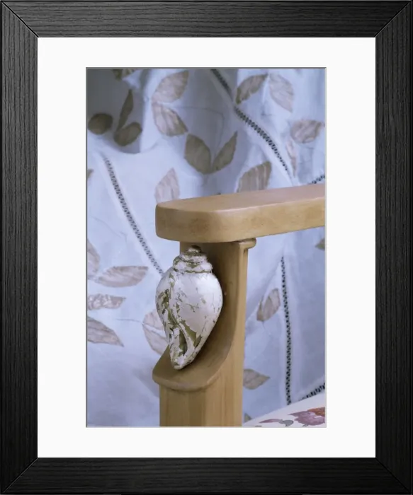 Framed Print : Detail of the arm of a drawing room chair in new build home