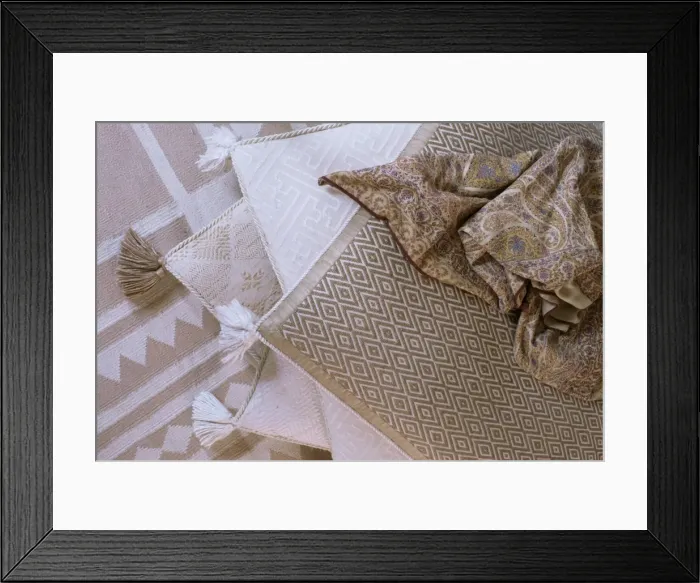 Framed Print : Floor cushions in drawing room of new build home Framed Print : Floor cushions in drawing room of new build home