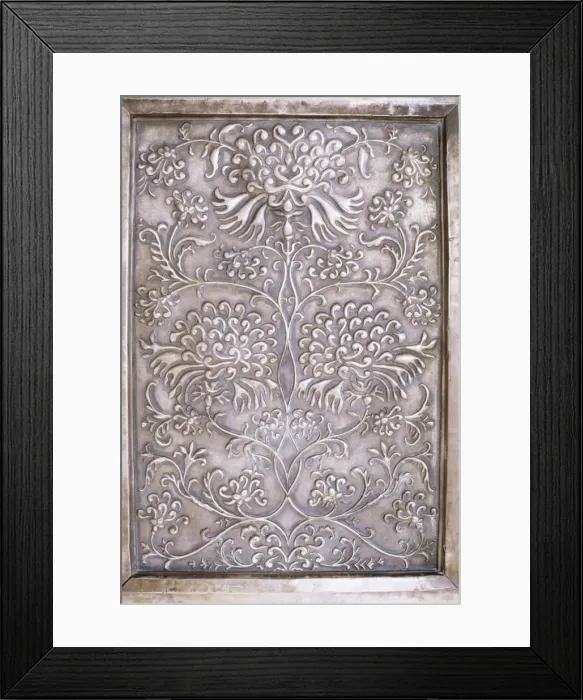Framed Print : Detail of decorative raised metal work Framed Print : Detail of decorative raised metal work