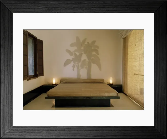 Framed Print : Bedroom suite with dramatic marble relief depiction of banana trees Framed Print : Bedroom suite with dramatic marble relief depiction of banana trees
