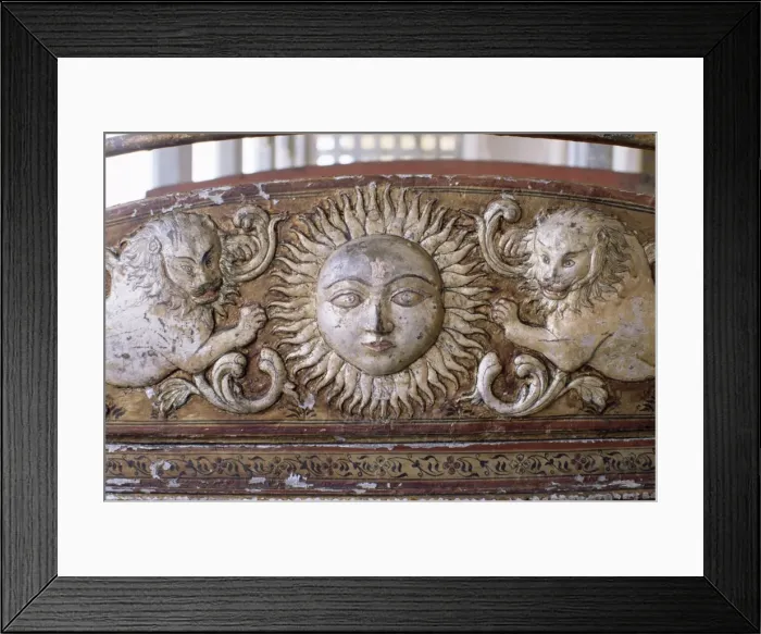 Framed Print : Detail of an antique elephant howdah in the Grand Durbar Hall Framed Print : Detail of an antique elephant howdah in the Grand Durbar Hall