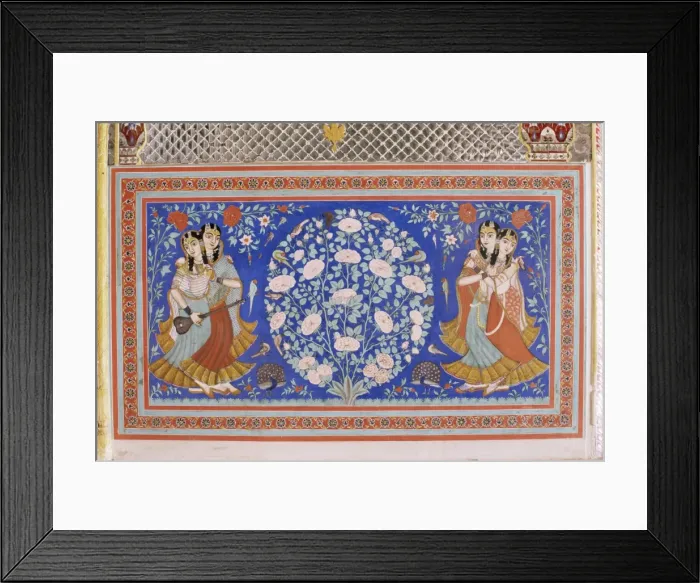 Framed Print : Detail of exquisite wall painting in the Sheesh Mahal (hall) Framed Print : Detail of exquisite wall painting in the Sheesh Mahal (hall)