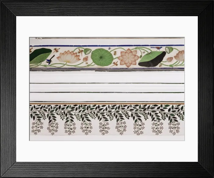 Framed Print : Detail of coloured glass and mirror inlay work found Framed Print : Detail of coloured glass and mirror inlay work found