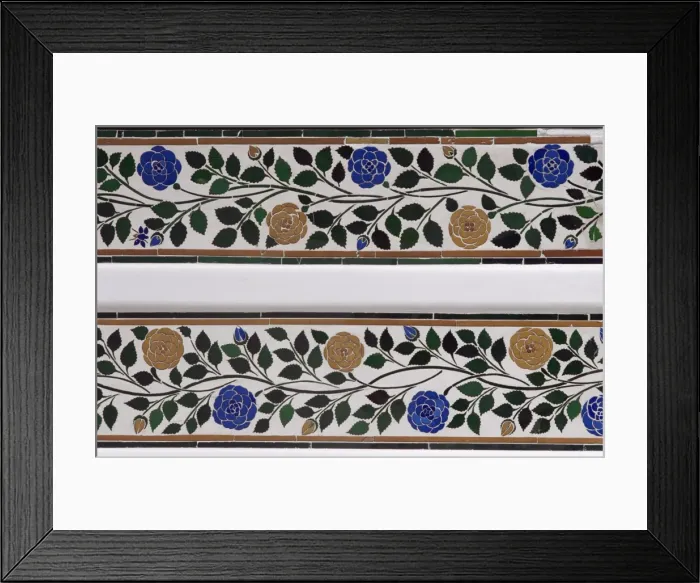 Framed Print : Detail of the coloured glass and mirror inlay work Framed Print : Detail of the coloured glass and mirror inlay work
