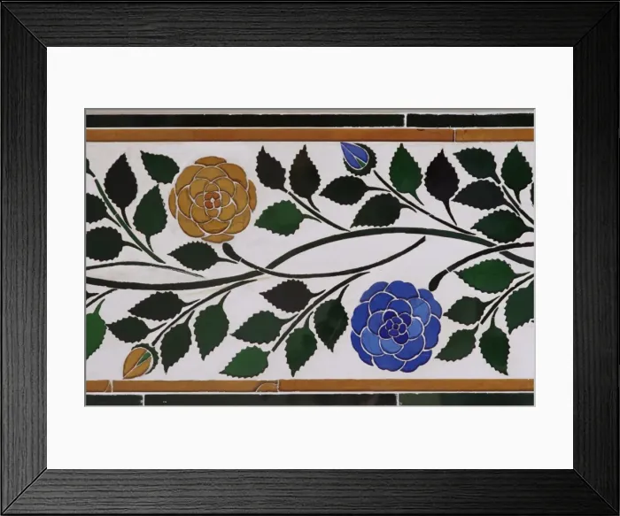 Framed Print : Detail of the coloured glass and mirror inlay work Framed Print : Detail of the coloured glass and mirror inlay work