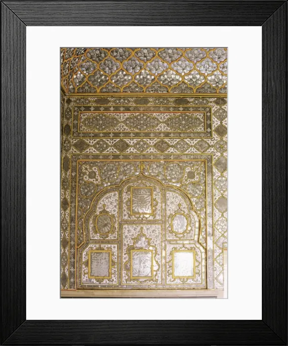 Framed Print : Detail of the fine mirror and plaster work found in the Sheesh Mahal Framed Print : Detail of the fine mirror and plaster work found in the Sheesh Mahal