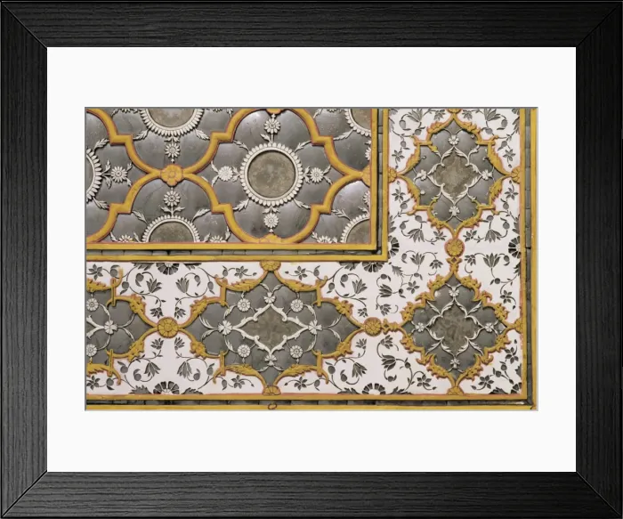 Framed Print : Detail of the fine mirror and plaster work found in the Sheesh Mahal Framed Print : Detail of the fine mirror and plaster work found in the Sheesh Mahal