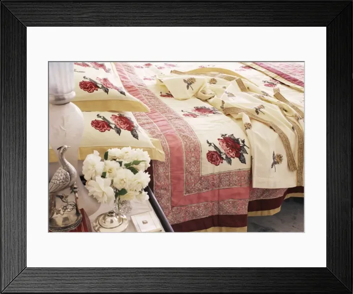 Framed Print : Detail of contemporary block-printed fabric Framed Print : Detail of contemporary block-printed fabric