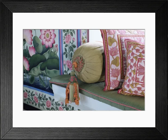 Framed Print : Cushions, the Shiv Niwas Palace Hotel Framed Print : Cushions, the Shiv Niwas Palace Hotel
