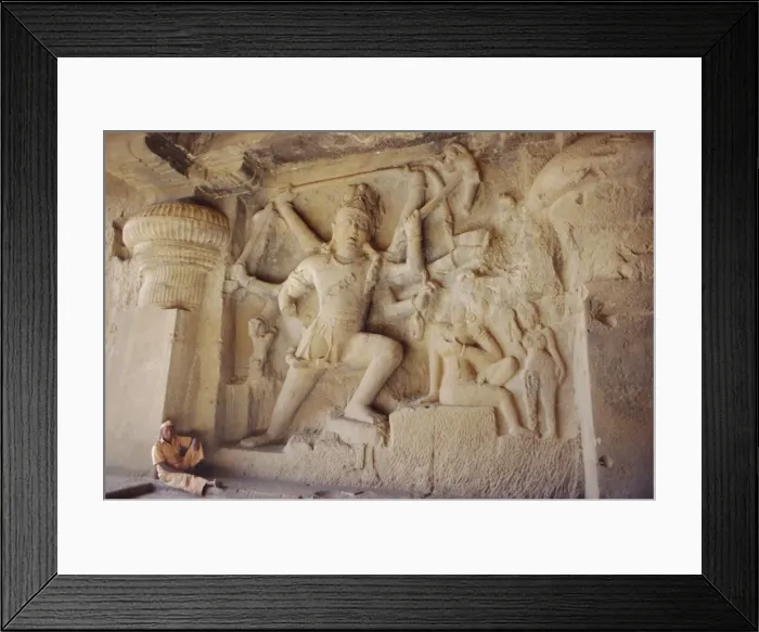 Framed Print : Rock cut panel showing the Hindu God Lord Shiva in Cave no 29 Framed Print : Rock cut panel showing the Hindu God Lord Shiva in Cave no 29