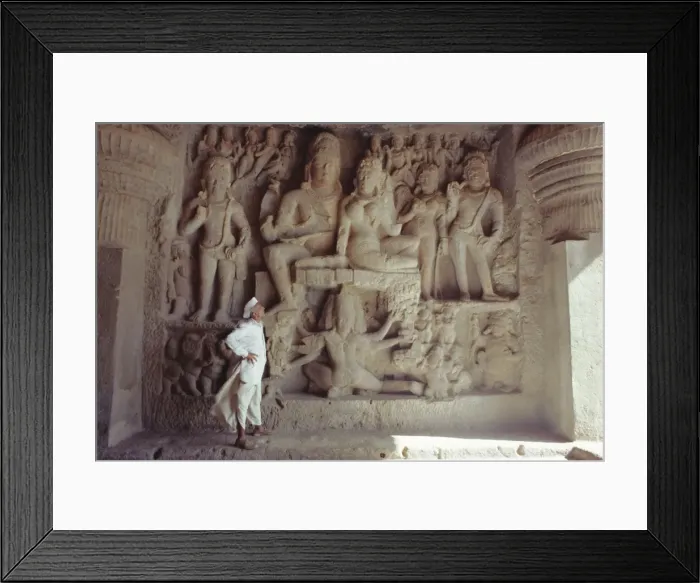 Framed Print : Rock cut panel depicting the Hindu God Lord Shiva Framed Print : Rock cut panel depicting the Hindu God Lord Shiva