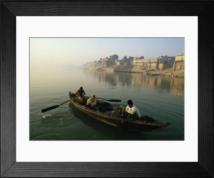 Framed Print : Rowing boat on the River Ganges Framed Print : Rowing boat on the River Ganges