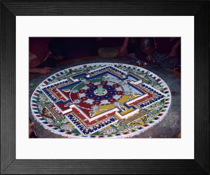 Framed Print : Mandala of coloured powders Framed Print : Mandala of coloured powders
