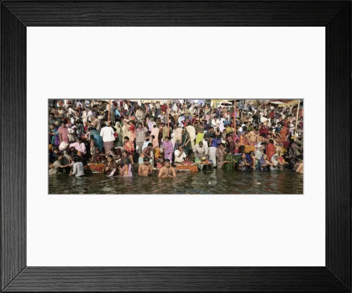 Framed Print : Hindus bathing in the early morning in the holy river Ganges Framed Print : Hindus bathing in the early morning in the holy river Ganges