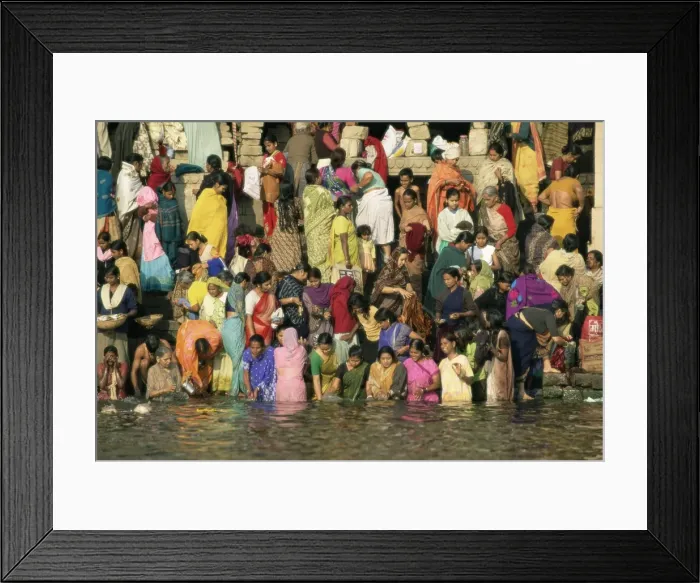 Framed Print : Hindus bathing in the early mornin in the holy river Ganges Framed Print : Hindus bathing in the early mornin in the holy river Ganges