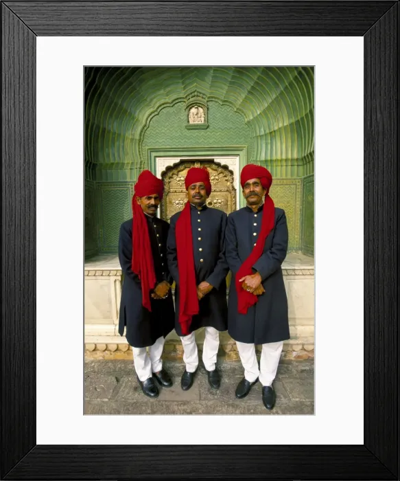 Framed Print : Palace guards in turbans at the ornate Peacock Gateway Framed Print : Palace guards in turbans at the ornate Peacock Gateway