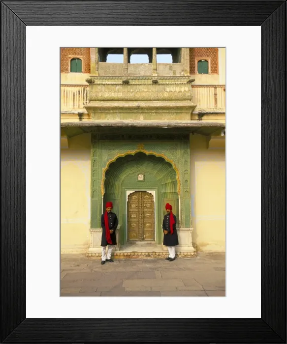 Framed Print : Palace guards in turbans at gateway Framed Print : Palace guards in turbans at gateway