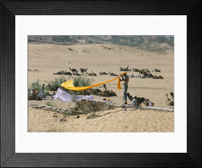 Framed Print : Hindu winds his yellow turban back on Framed Print : Hindu winds his yellow turban back on