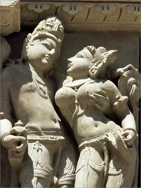 Detail of carving of a couple on the Parsvanatha Temple