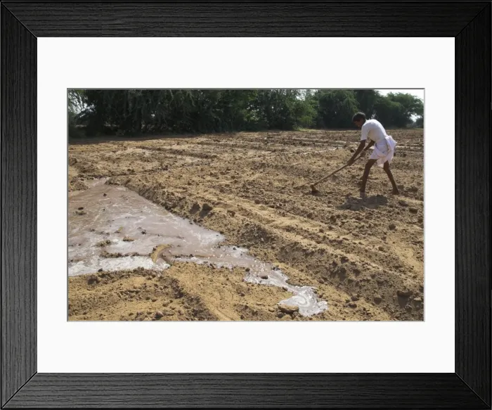 Framed Print : Farmer working in bare field Framed Print : Farmer working in bare field