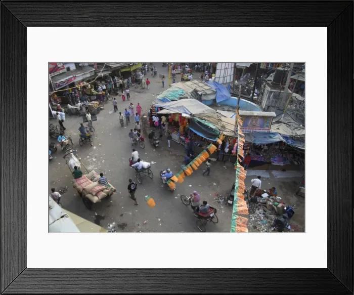Framed Print : Local market and rickshaws seen from above Framed Print : Local market and rickshaws seen from above