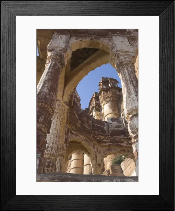Framed Print : Palace towers of Meherangarh fort seen through remains Framed Print : Palace towers of Meherangarh fort seen through remains