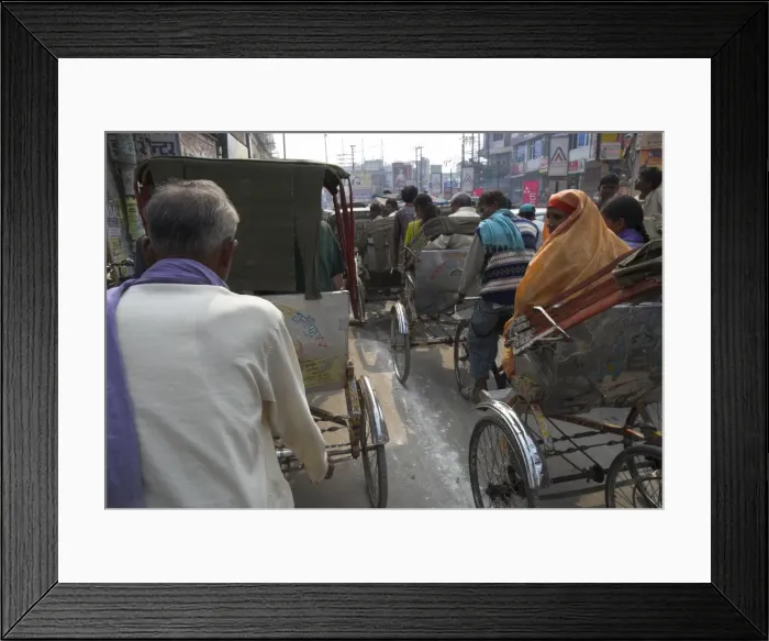 Framed Print : Rickshaw transport on busy street Framed Print : Rickshaw transport on busy street