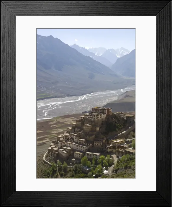 Framed Print : Backlit view of Kee Gompa monastery complex from above Framed Print : Backlit view of Kee Gompa monastery complex from above