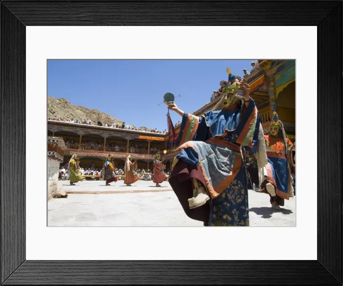 Framed Print : Close up of a monk dancing in full traditional costume Framed Print : Close up of a monk dancing in full traditional costume