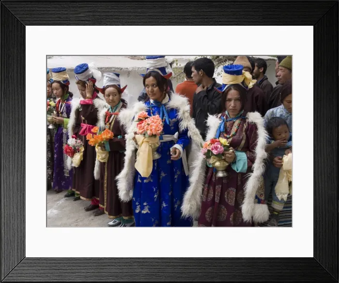 Framed Print : Group of young local women in full traditional costume Framed Print : Group of young local women in full traditional costume