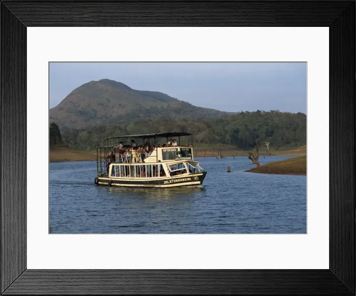 Framed Print : Tourists on boat on the lake Framed Print : Tourists on boat on the lake