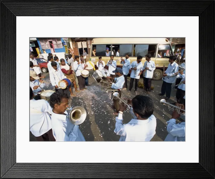 Framed Print : Band playing during roadside festival Framed Print : Band playing during roadside festival