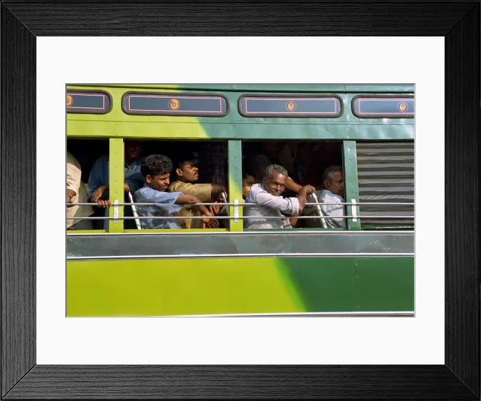Framed Print : Passengers on a bus in Tamil Nadu state Framed Print : Passengers on a bus in Tamil Nadu state