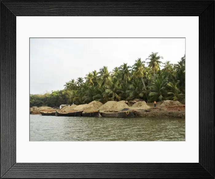 Framed Print : Sand for building recovered from the bottom of the Tiracol River Framed Print : Sand for building recovered from the bottom of the Tiracol River
