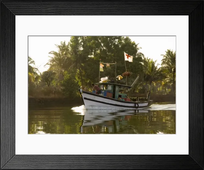 Framed Print : Fishing boats on backwater near Mobor Framed Print : Fishing boats on backwater near Mobor