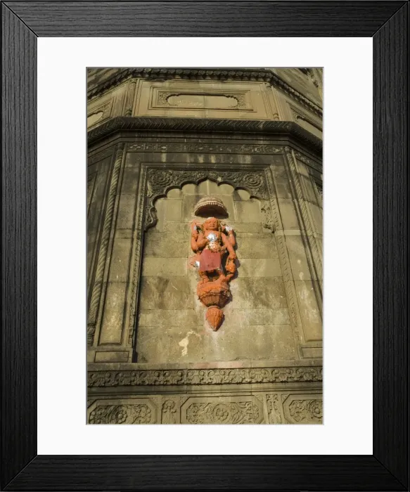 Framed Print : Hindu temple god on wall on banks of the Narmada River Framed Print : Hindu temple god on wall on banks of the Narmada River