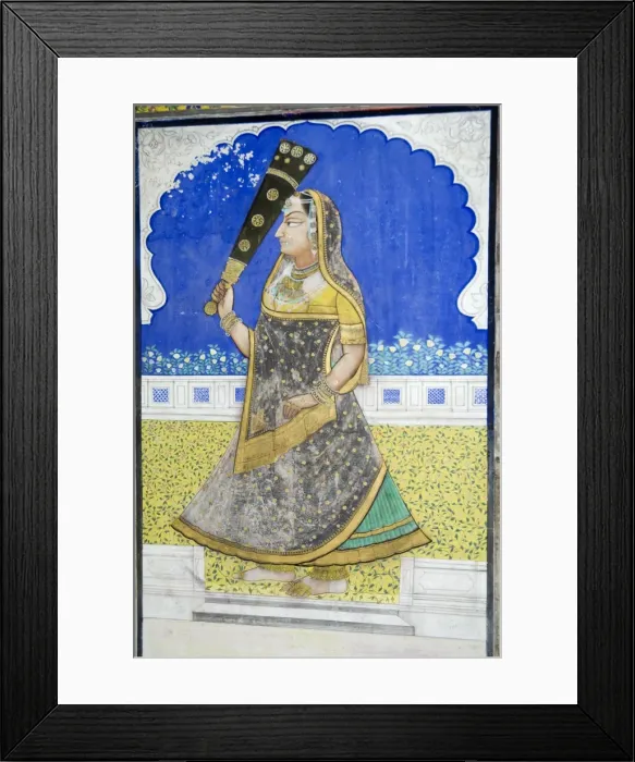 Framed Print : Beautiful frescoes on walls of the Juna Mahal Fort Framed Print : Beautiful frescoes on walls of the Juna Mahal Fort