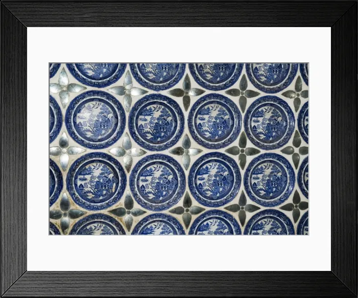 Framed Print : Willow pattern plates embedded in the walls of the Juna Mahal Fort Framed Print : Willow pattern plates embedded in the walls of the Juna Mahal Fort