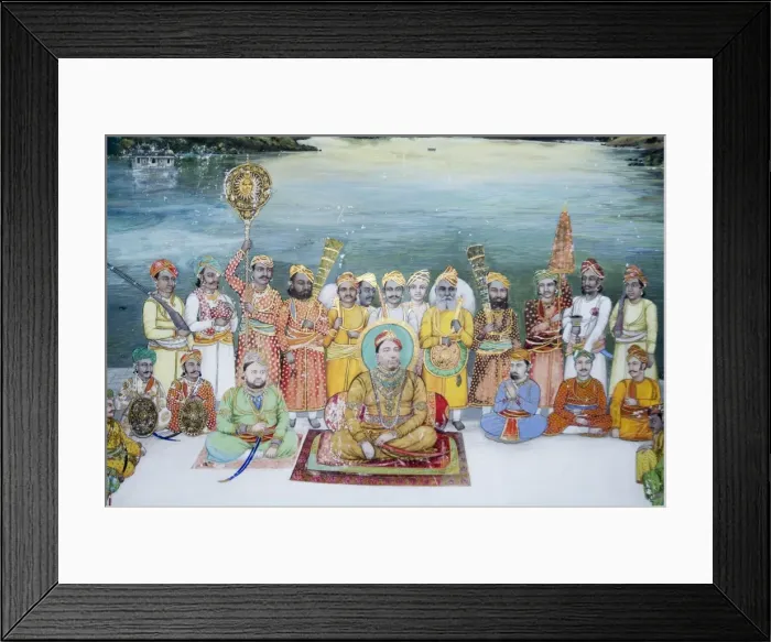 Framed Print : Beautiful frescoes on walls of the Juna Mahal Fort Framed Print : Beautiful frescoes on walls of the Juna Mahal Fort