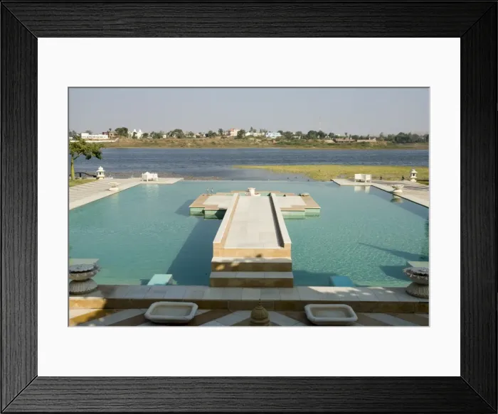 Framed Print : View of swimming pool at Udai Vilas Palace now a heritage hotel Framed Print : View of swimming pool at Udai Vilas Palace now a heritage hotel