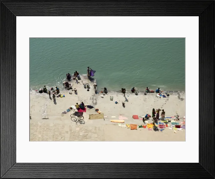 Framed Print : Washing at the ghats on the Narmada River at the Ahilya Framed Print : Washing at the ghats on the Narmada River at the Ahilya